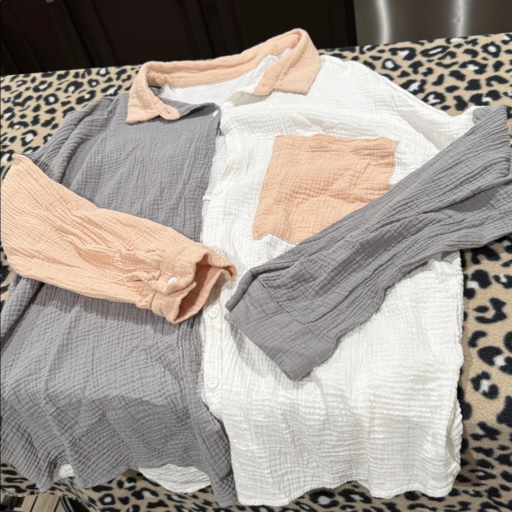 Colorblock Button-Up Shirt